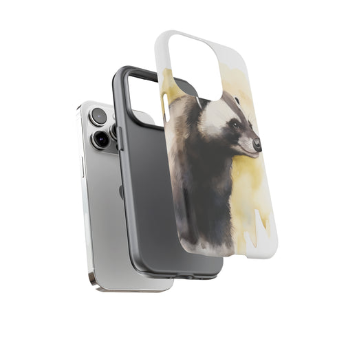 Badger on a Yellow Background - Impact Resistant Phone Case